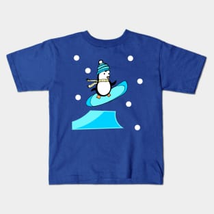 Penguin Freestyle Snowboarder Kids T-Shirt